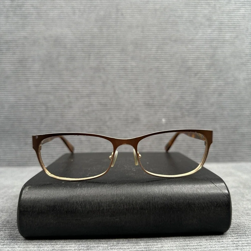 Jimmy Choo Brown Tortoise Gold Glitter Rectangle Y2K Eyeglass Frames 54-16